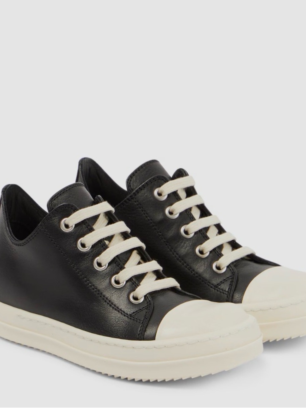 Rick Owens Kids Black and White Low-Top Leather Sneakers